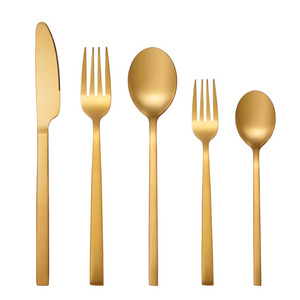 Wholesale Gold Metal Silverware Besteck Stainless Steel Cutlery Knife Dessert Spoon And Fork Wedding Flatware Set