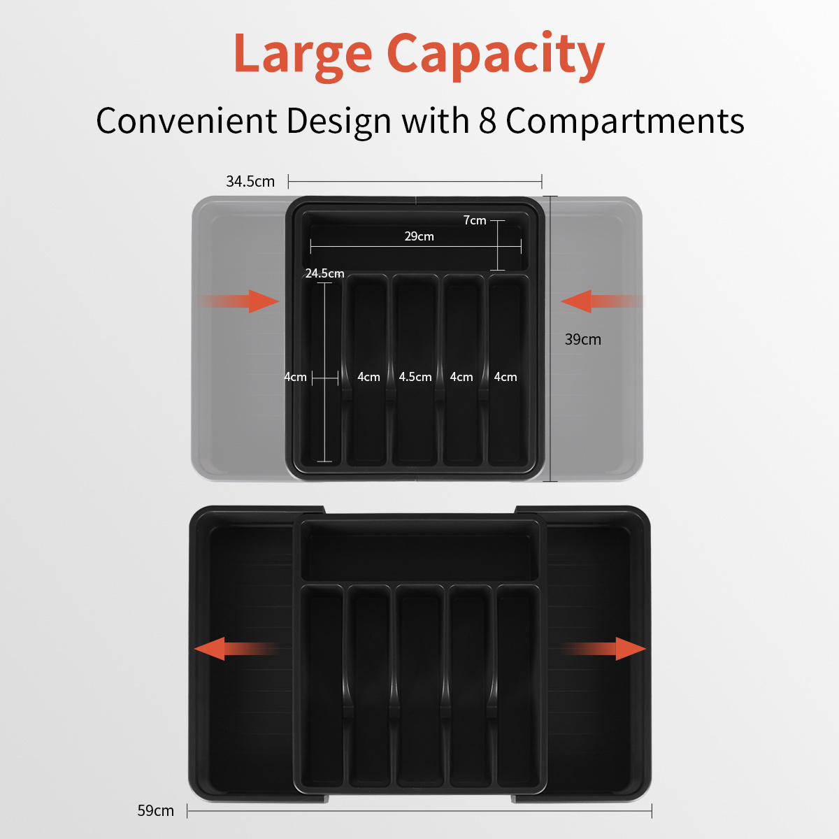 Wholesale Plastic Drawer Utensil Storage Tray Adjustable Cutlery Tray Expandable Organizer Tray For Cutlery