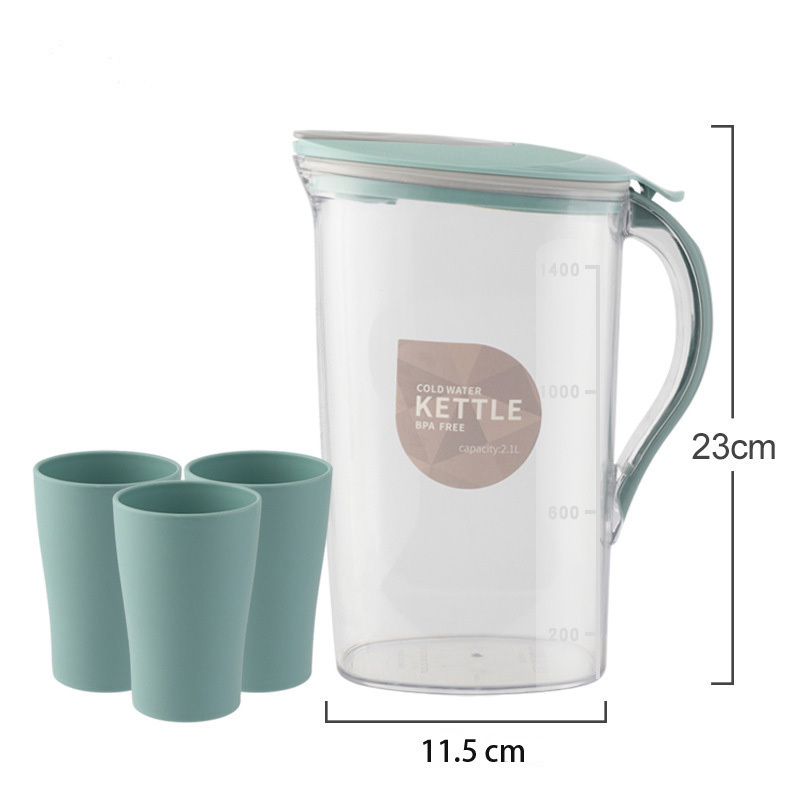 Hot Selling Heat Resistant Juice Tea Milk Measuring Clear Cup Pot Lid Plastic Pitcher Drip Bottle Cold Water Jug Set