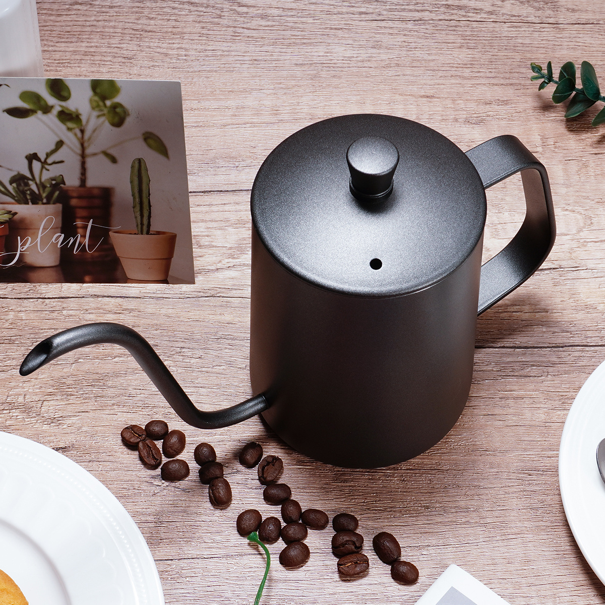 Factory Manufacturer Long Narrow Spout Black Matte Tea Pour Over Drip Kettle Hand Brew Gooseneck Stainless Steel Coffee Pot