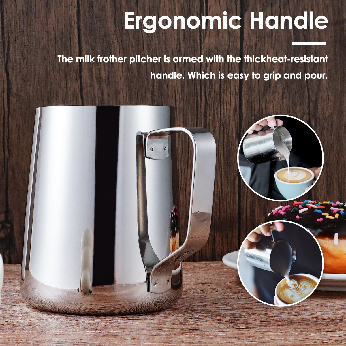 Factory Custom 350/600ml Sharp Spout Barista Latte Art Espresso Steaming Stainless Steel 304 Coffee Jug Milk Frothing Pitcher