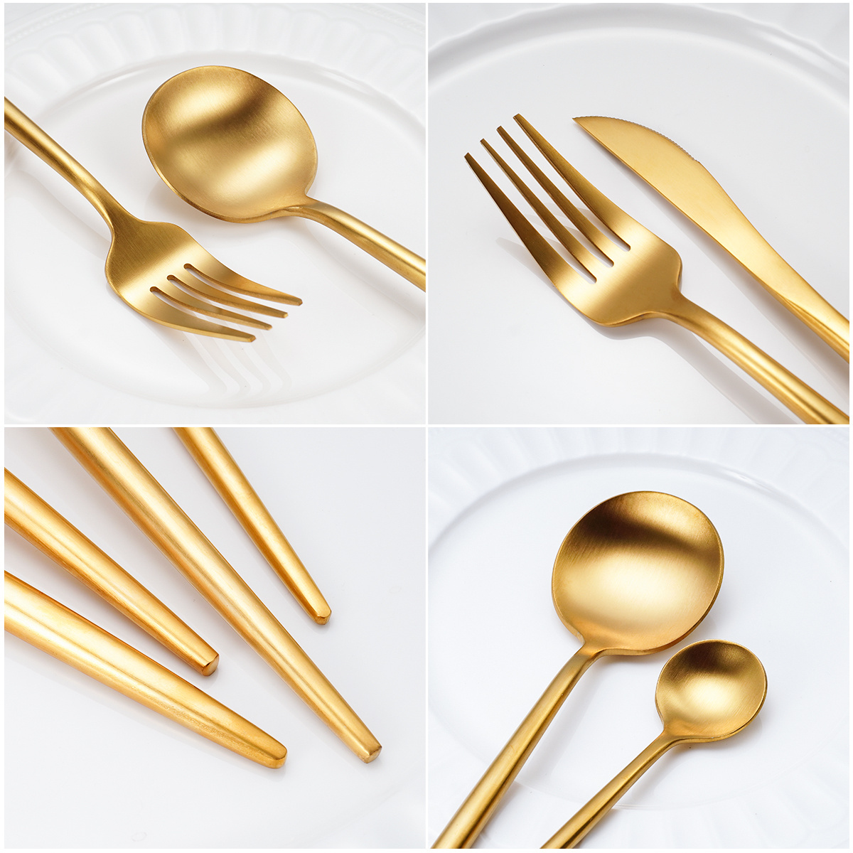 Portugal Gold Cutlery Luxury 18/10 Stainless Steel Dinner Knife Fork Spoon Set Silverware Flatware Set For Wedding