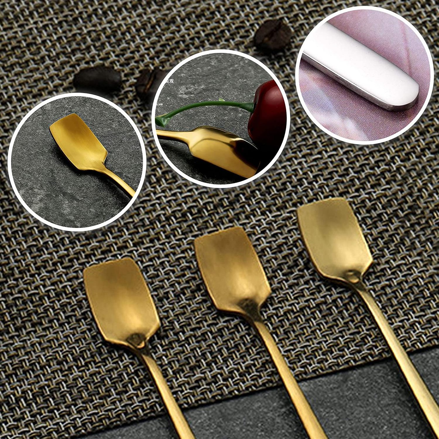 Creative Flatware Wedding Golden Stainless Steel Long Handle Cutlery Party Serving Ice CreamTea Cake Coffee Dessert Spoon