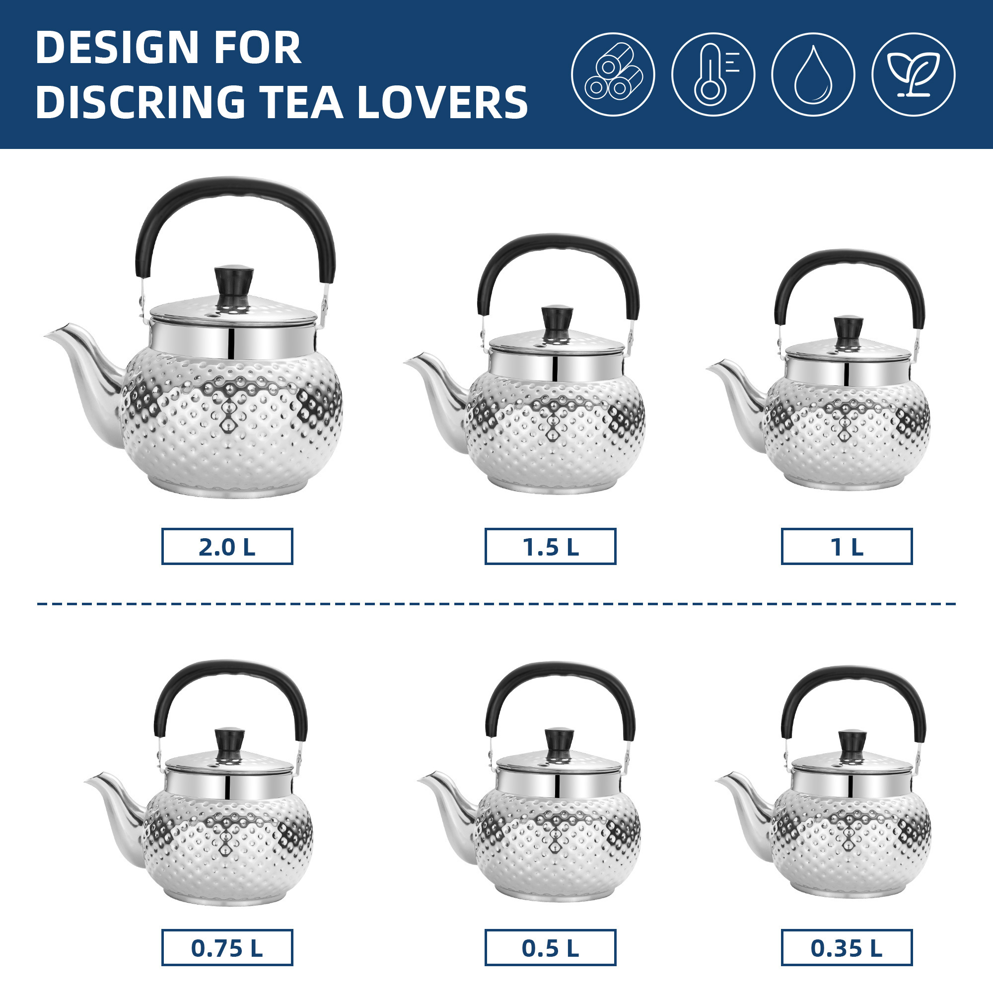 Factory Custom Logo Middle Arabian Hammered Coffee Kettle Stainless Steel Pour Over Drip Tea Pot