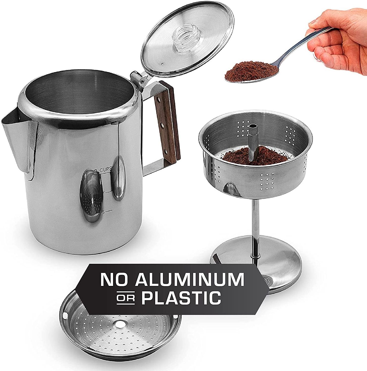 Manufacturer Espresso Outdoor Tool Grill Campfire Stovetop Back packing Travel stainless Steel Percolator Camping Coffee Pot