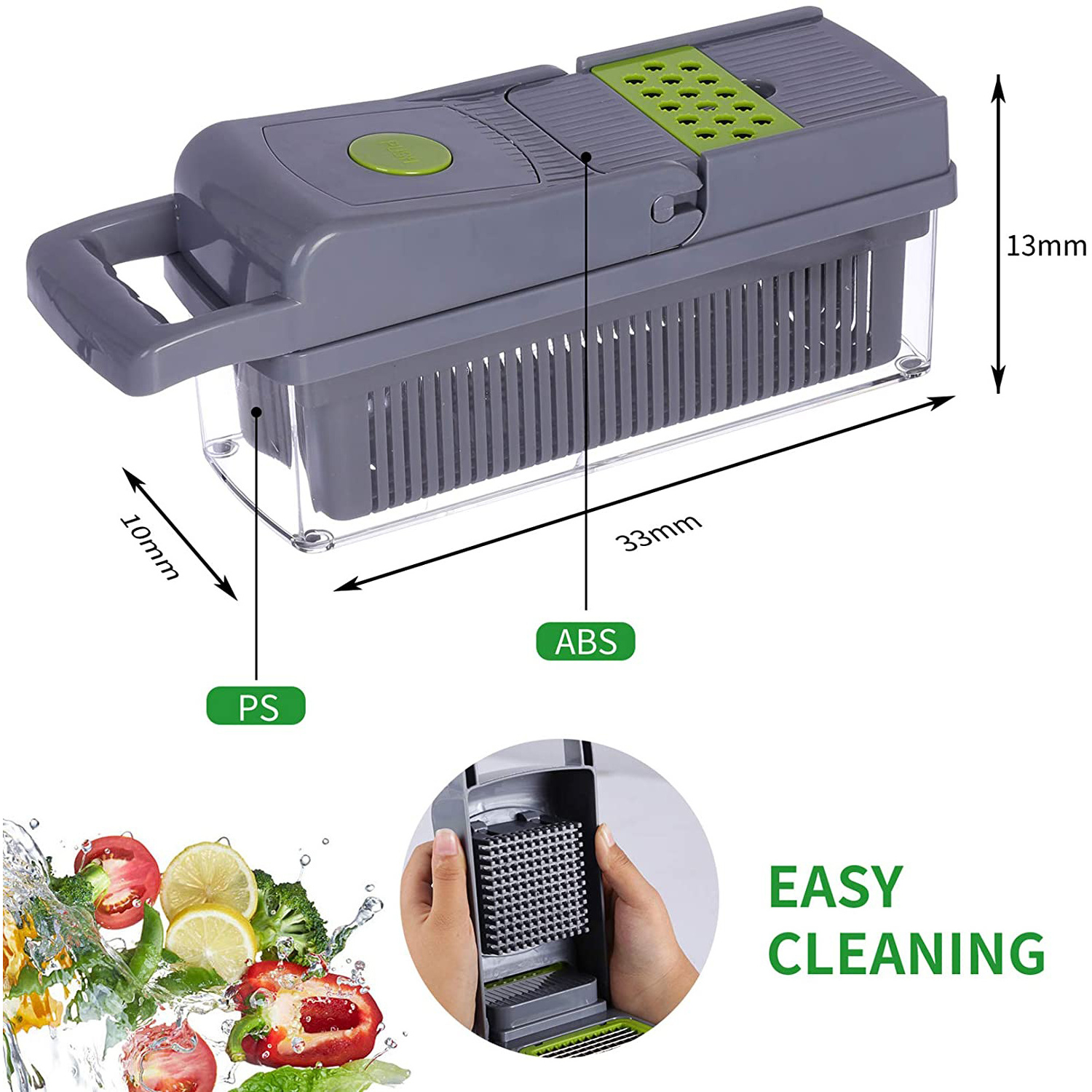 Factory Portable Kitchen Multifunctional 14 In 1 Manual Fruit Cutter Onion Dicer Grater Shredder Set Vegetable Chopper