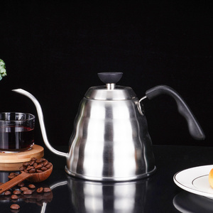 High Quality Silver Coffee Pot Stainless Steel Pour Over Coffee Drip Gooseneck Kettle With Thermometer