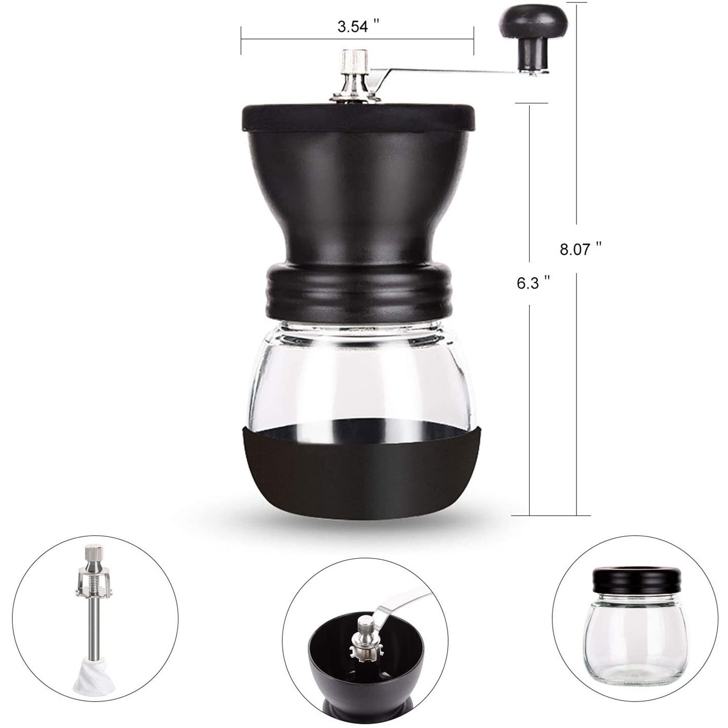 Travel Coffee Set Cafetiere Manual Coffee Grinder Stainless Steel Filter Borosilicate Glass Camping Portable French Press