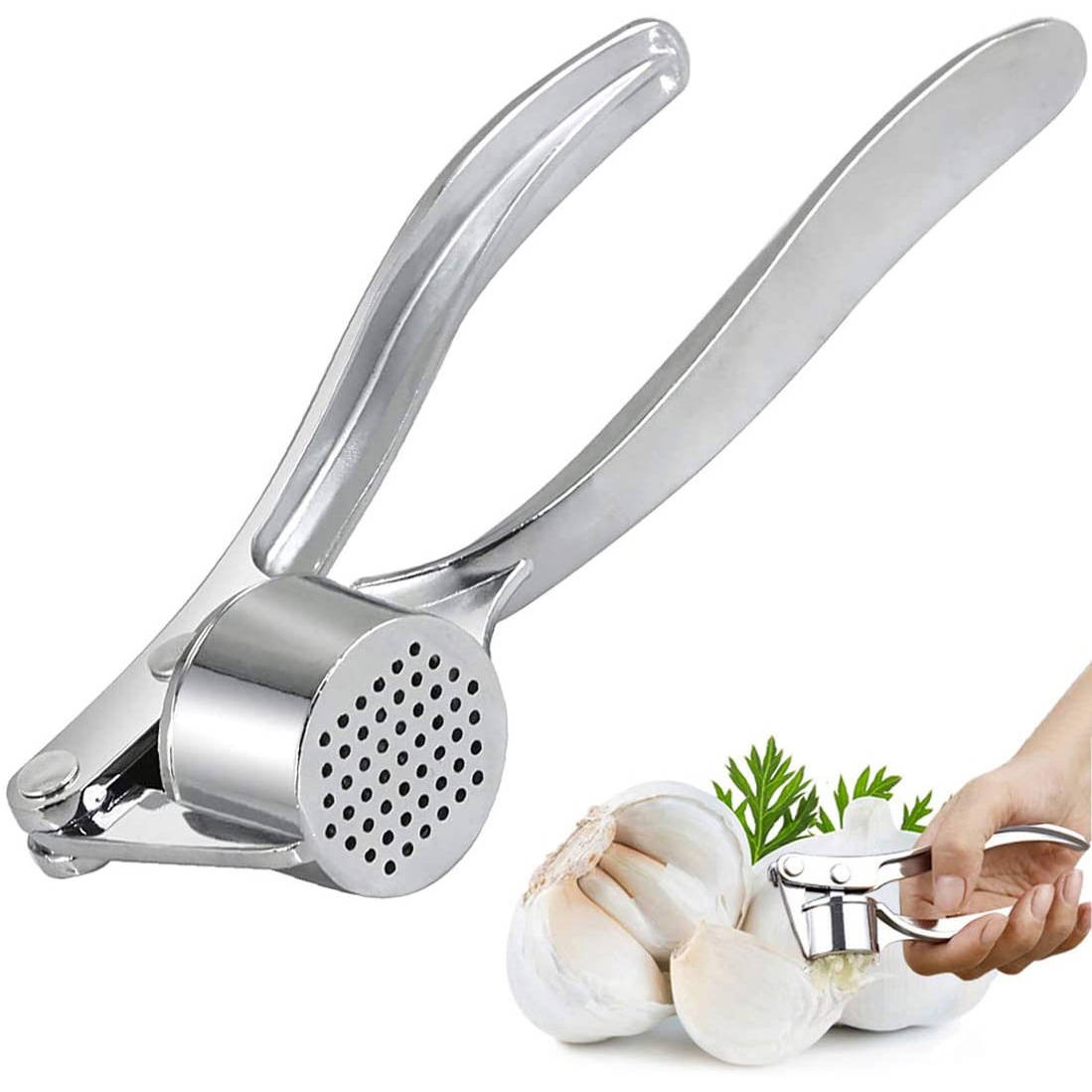 New Design Professional Manual Kitchen Vegetable Tools Stainless Steel Zinc Alloy Mincer Powder Crusher Peeler Garlic Press