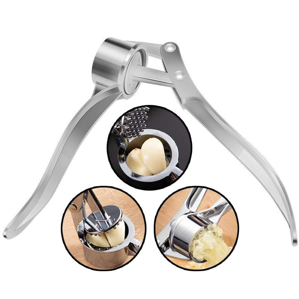 New Design Professional Manual Kitchen Vegetable Tools Stainless Steel Zinc Alloy Mincer Powder Crusher Peeler Garlic Press