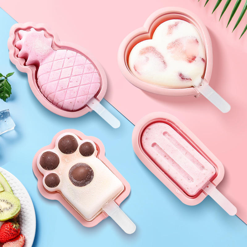 New Arrivals Non Stick Kitchen Tools Reusable Ice Cream Maker Silicon Popsicle Container Novelty Chocolate Cat Ice Cream Mold