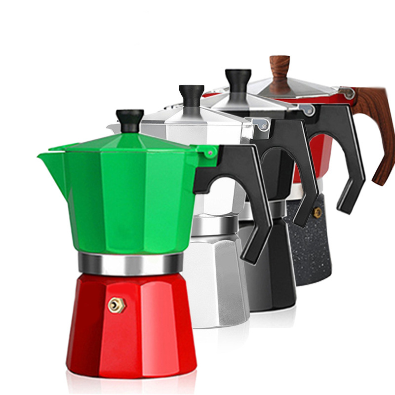 NEW Safety Valve Kahve Italian Italy Wooden Handle 6 Cup Personalized Bialetti Coffee Maker 3 Cup 300ml Espresso Moka Coffee Pot