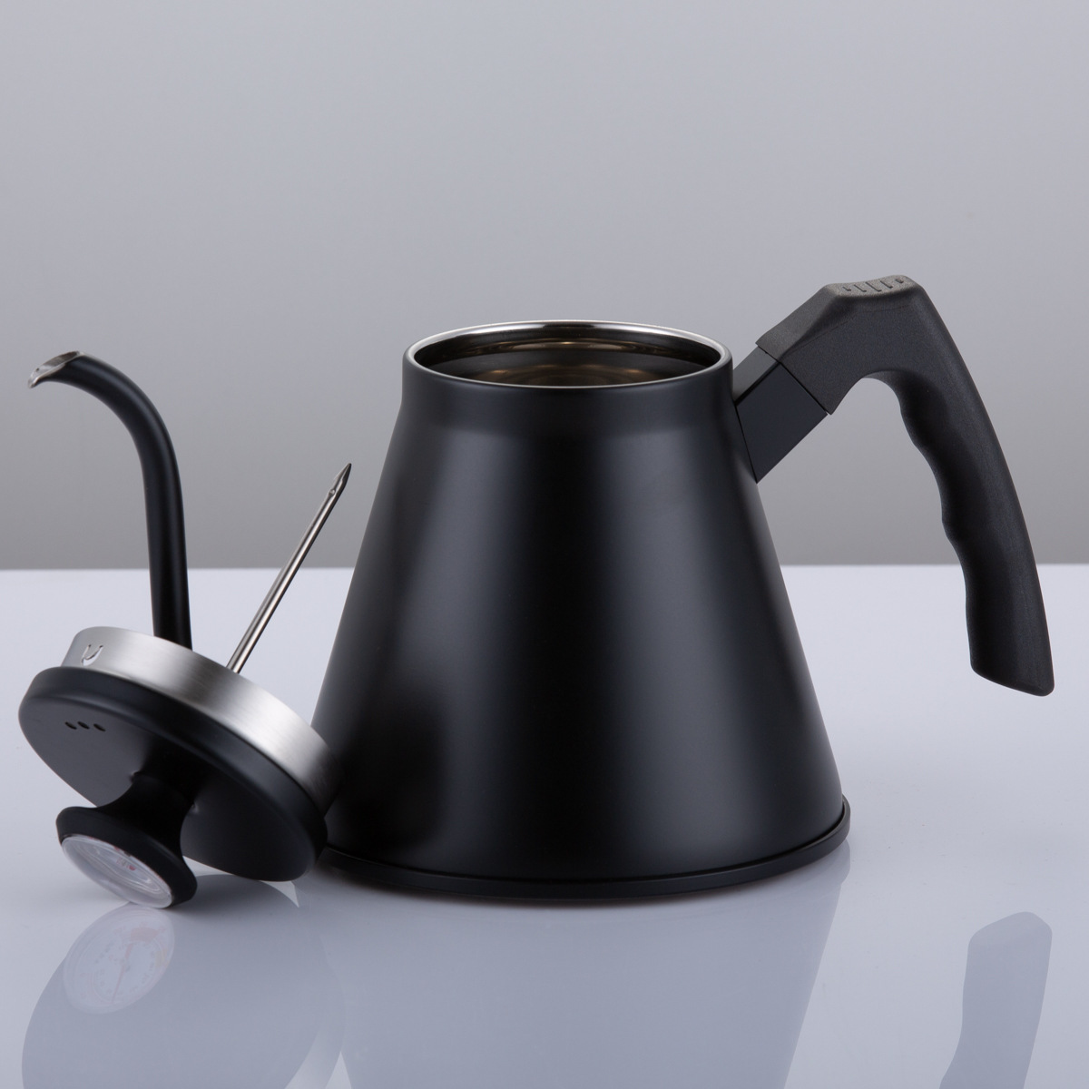 304 Stainless Steel Base Stovetop Compatible Pour Over v60 Coffee Tea pot Gooseneck Kettle with Thermometer