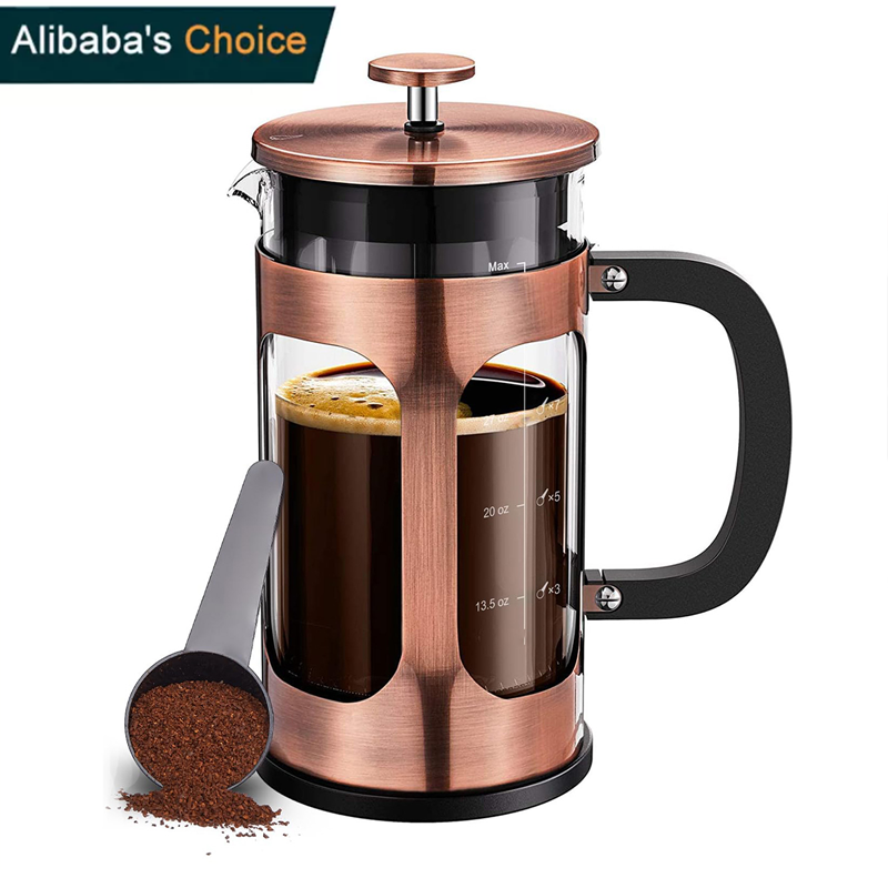 French Press Coffee Maker 304 Stainless Steel Cold Brew portable glass prensa francesa french coffee pot maker press for Camping