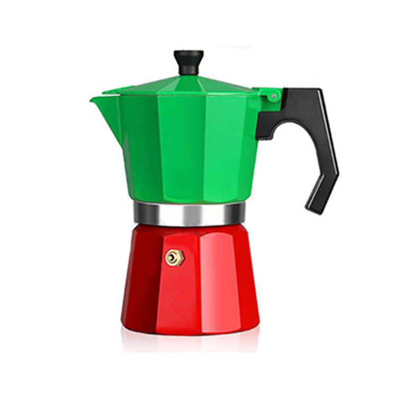 2022 Easyworkz Italy Bialetti Colored High Quality Aluminum Mini 2 Cup Industrial 3 Cup Espresso Coffee Maker Moka Stovetop Pot