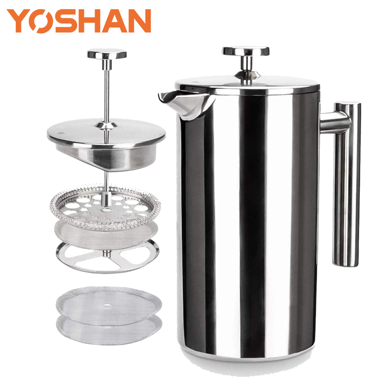 Stainless Steel Coffee Maker Plungers Double Wall Insulated Cafetera Prensa Francesa Manufacturing Coffee French Presss Press