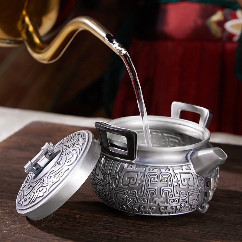 Food grade 999 Silver Chinese Teapot Set Coffee Tea Pot Kettle with Cup Set