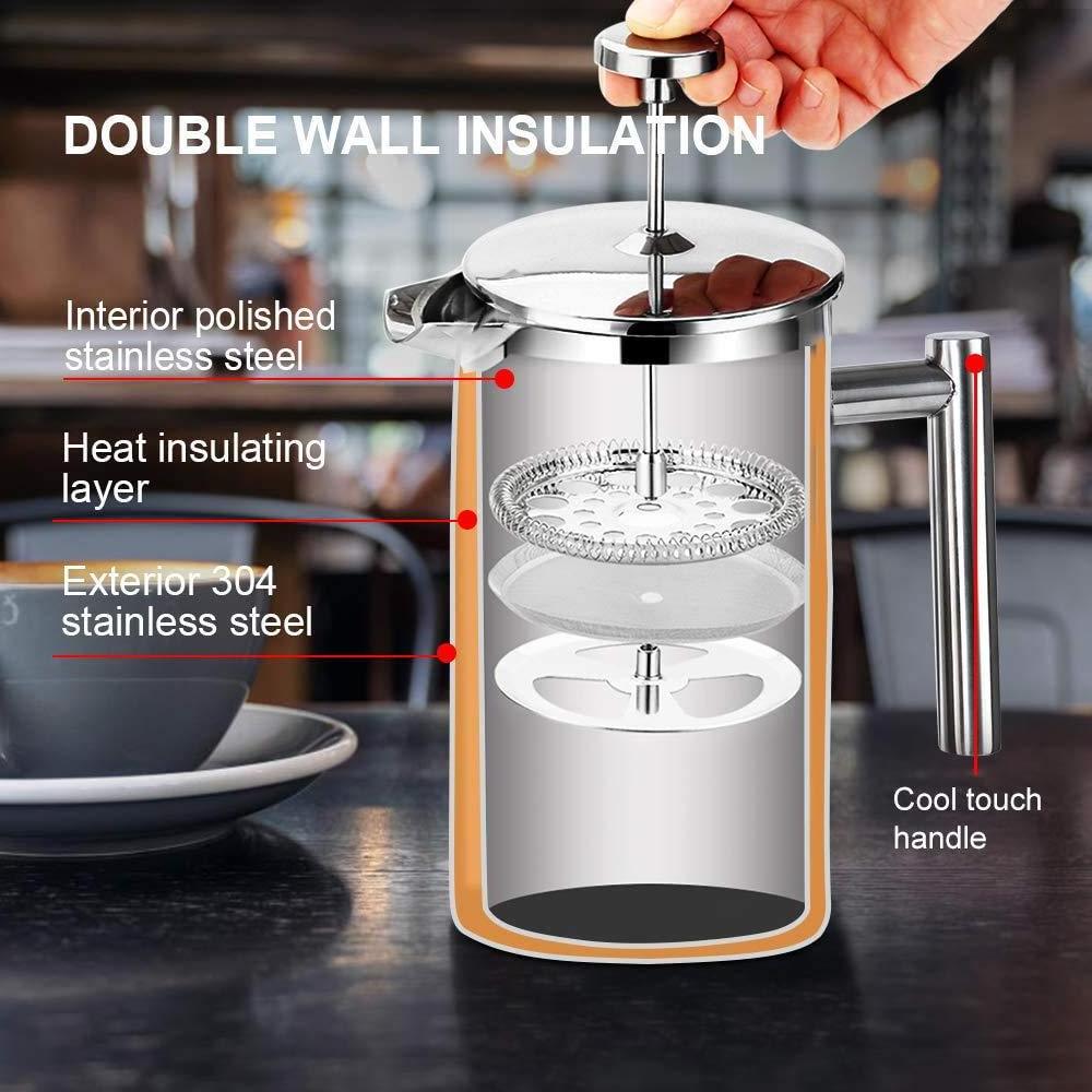 Stainless Steel Coffee Maker Plungers Double Wall Insulated Cafetera Prensa Francesa Manufacturing Coffee French Presss Press