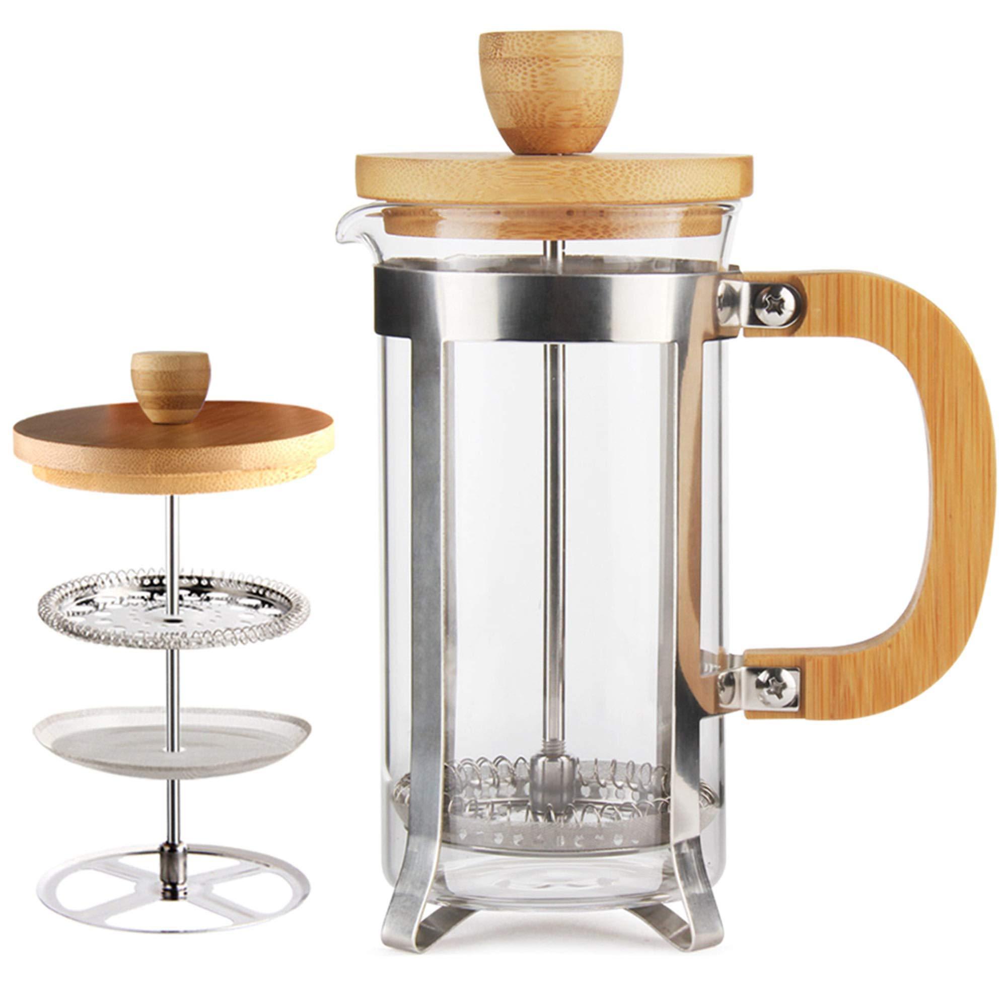 Pots Cafetera de Prensa Francesa Espresso Kit Aus Edelstahl Release Double Wall 600ml Glass Coffee Maker French Press for Coffee