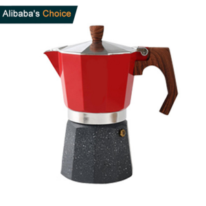 Colored Bialetti 6 Cups Wooden Handle Big Size Coffee Percolator Espresso Aluminum Moka Pot