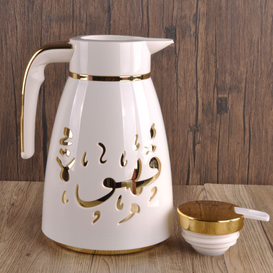 Yoshan Food Grade 11 colors 1000 ml Dallah Arabic Thermos Gold Coating Tea Coffee Pot Luxury Insulation Vacuum Flask Teapot