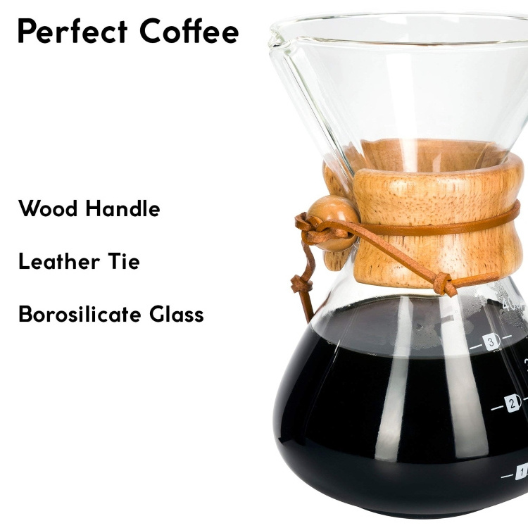 Best pour over coffee maker chemex leather neck handle  pour over coffee recipe for Chemex