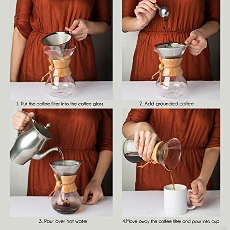 Best pour over coffee maker chemex leather neck handle  pour over coffee recipe for Chemex