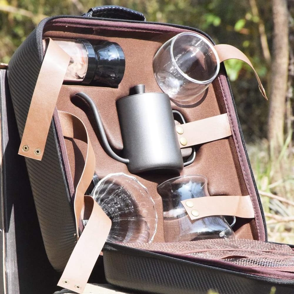 Yoshan Outdoor Barista Coffee Grinders Travel Kit Gift Filter Machines V60 Coffee & Tea Sets Pour Over Coffee Maker Set Bag Kit