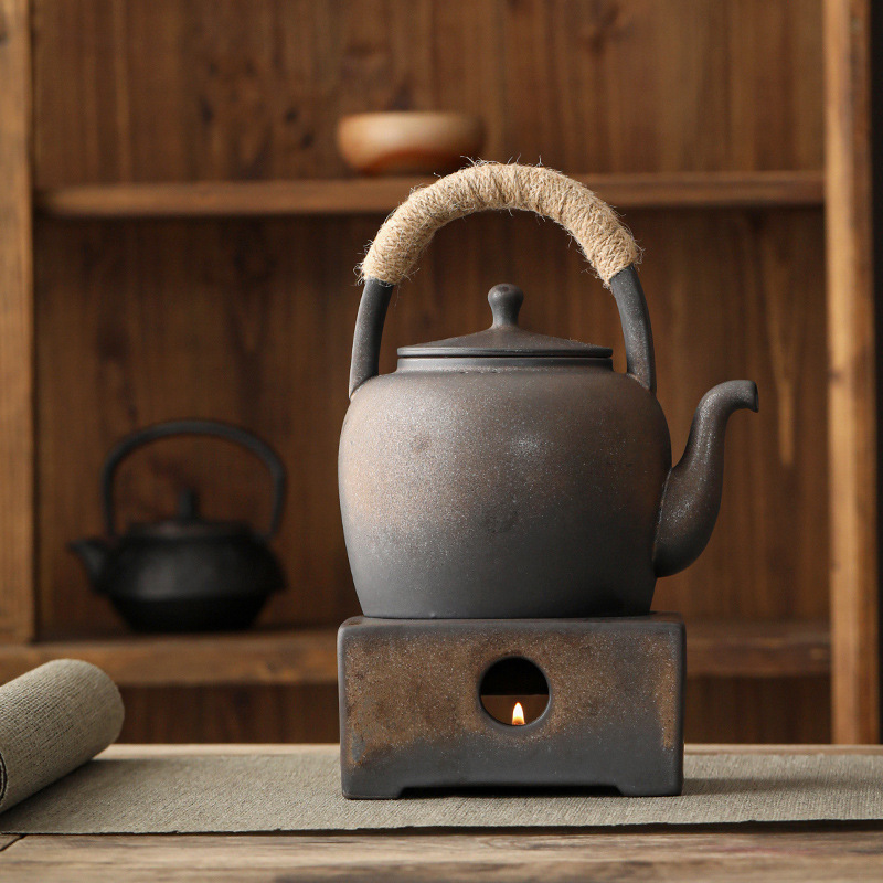 Vintage Ceramic Coffee Warmer 700ml Coffeepot With Stove Warmer Teapot With Candle Stand for Tea Party and Meeting