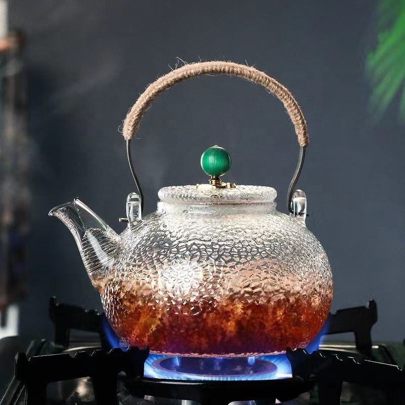 High borosilicate glass hammer pattern teapot special electric pottery kettle copper handle beam teapot tea set