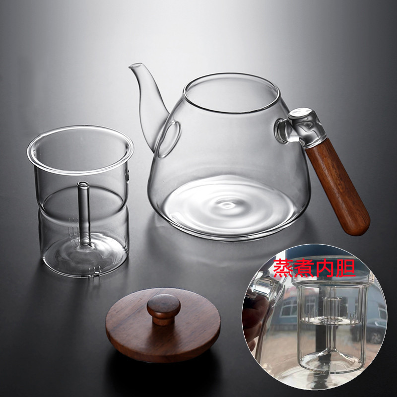 High borosilicate transparent glass wood boiling teapot cooking one electric ceramic stove tea boiling device