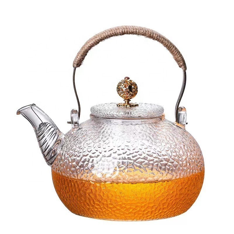 High borosilicate glass hammer pattern teapot special electric pottery kettle copper handle beam teapot tea set