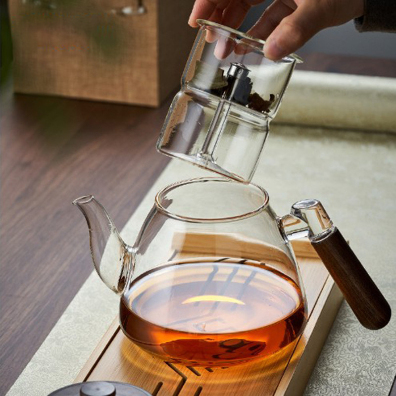 High borosilicate transparent glass wood boiling teapot cooking one electric ceramic stove tea boiling device