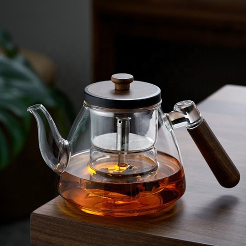 High borosilicate transparent glass wood boiling teapot cooking one electric ceramic stove tea boiling device