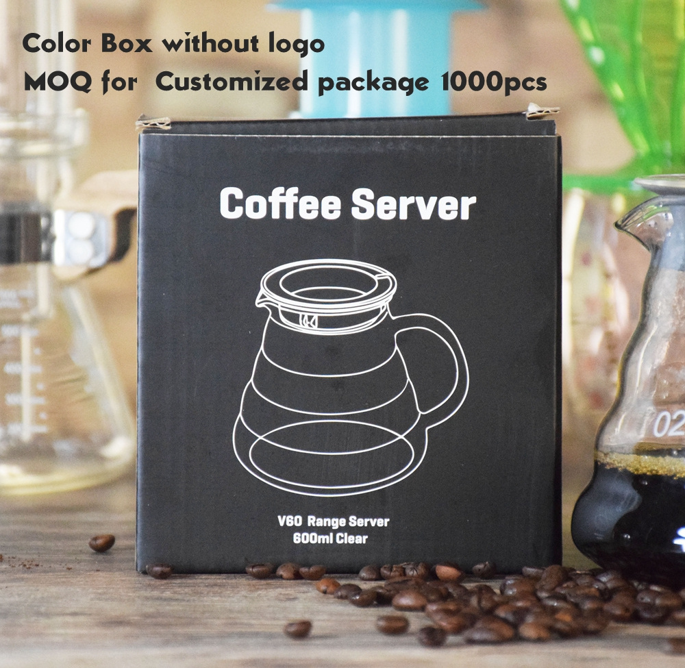 Ecocoffee V shape Pour Over Glass Range Coffee Server 360ml 600ml 800ml Carafe Drip Coffee Pot