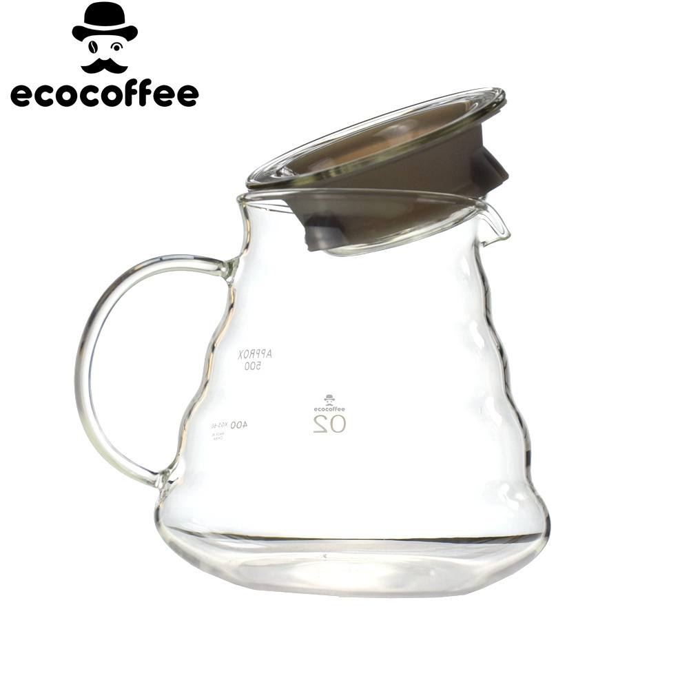 Ecocoffee V shape Pour Over Glass Range Coffee Server 360ml 600ml 800ml Carafe Drip Coffee Pot