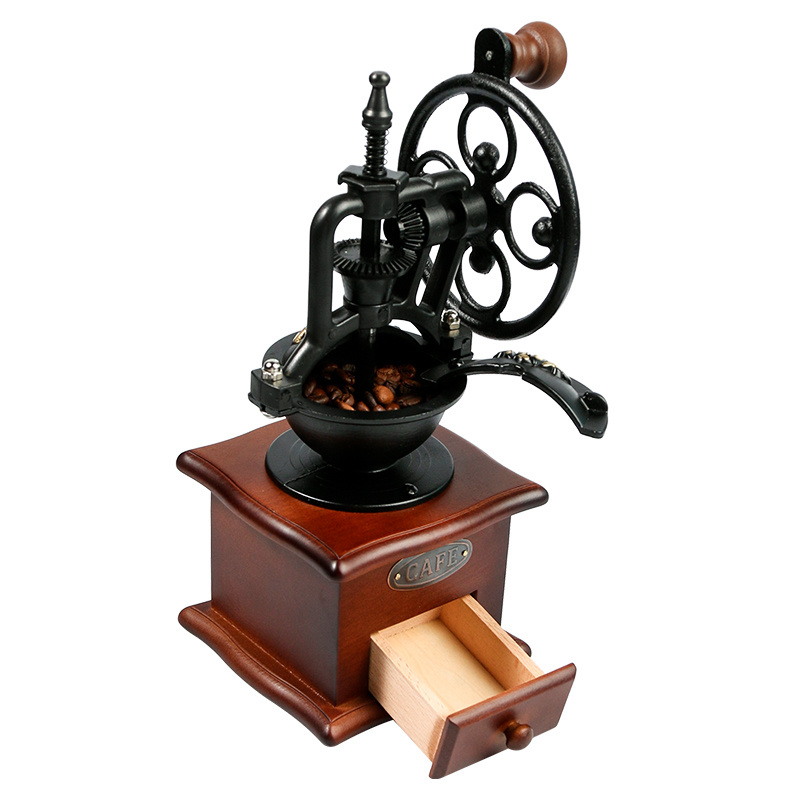 Vintage Manual Coffee Grinder for Expresso Wooden Hand Coffee Maker Machine BM139