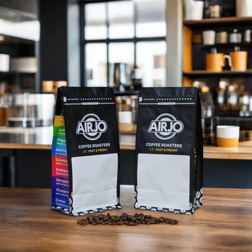 AT PACK Coffee Beans Custom 16Oz 5LB Matte Black Coffee Bags Flat Bottom Coffee Bean Packaging Bags With Valve And Zipper