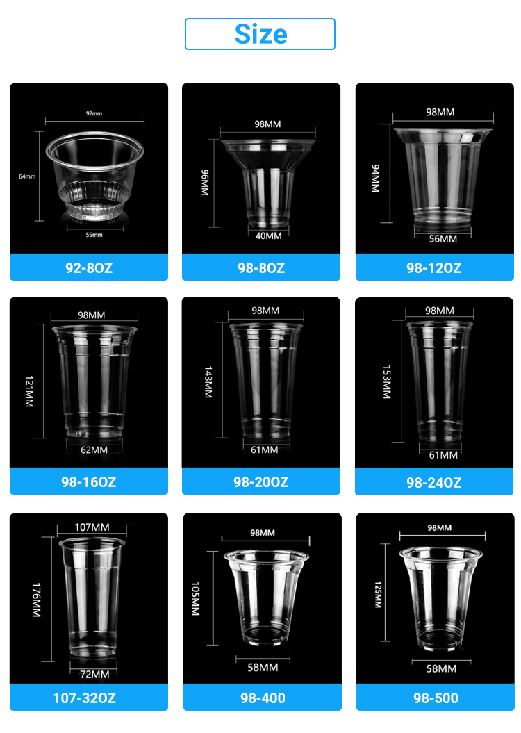 AT PACK New Arrivals Takeaway 12oz 16oz 20oz Cup Plastic Coffee Cups Plastic Iced Coffee Cups With Dome Flat Lids