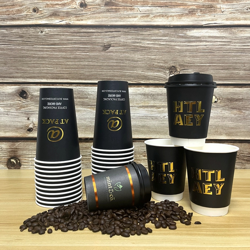 AT PACK 8Oz 12Oz 16Oz 20Oz Biodegradable Disposable Cafe Ethiopia Carton Single Wall Double Walls Coffee Pla Paper Cup With Lid