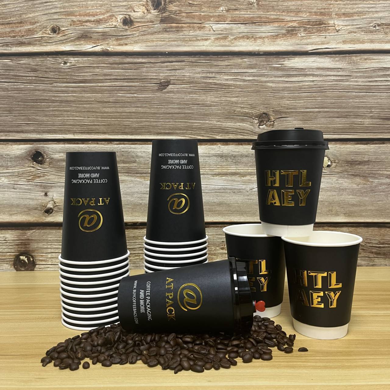 At Pack New Arrivals Eco-friendly Black Coffee Cups Disposable 20oz Takeaway Coffee Cups Coffee Cups Disposable With Lids