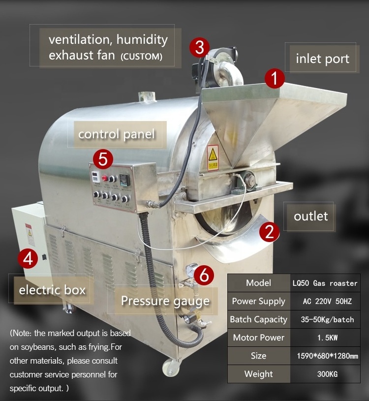 Dongyi Hot sale LQ50 commercial peanut /nuts/grain roaster roasting machines