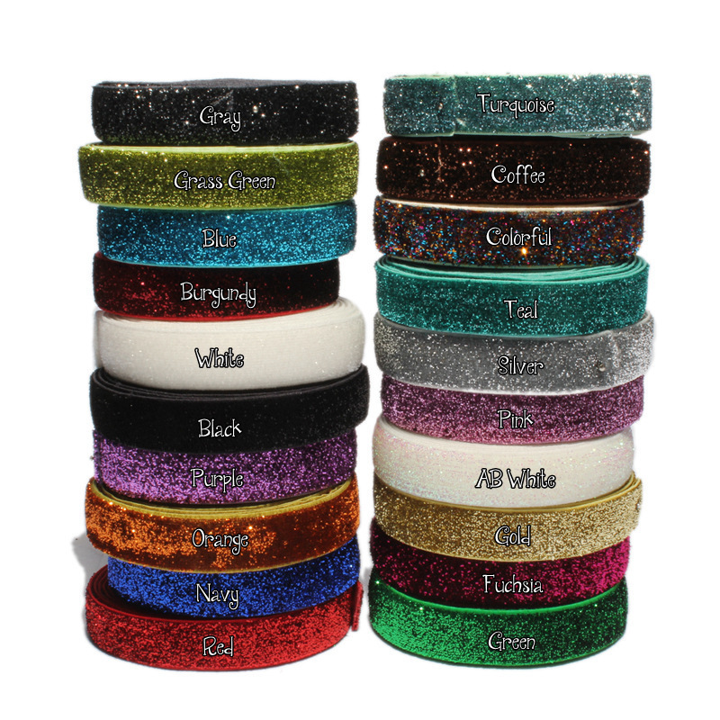 decorative metallic lurex elastic band ribbon 5/8 elastic webbing tape with metallic glitter