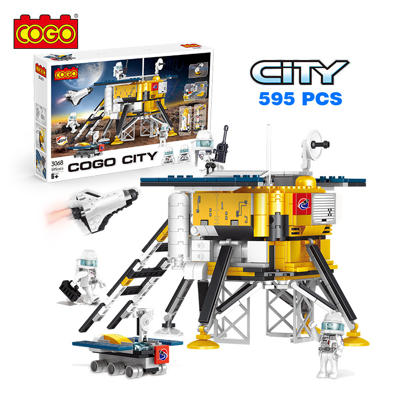 COGO 595 PCS Plastic ABS Build Block Space Series Construction Site Satellite Building Blocks Set for Kids