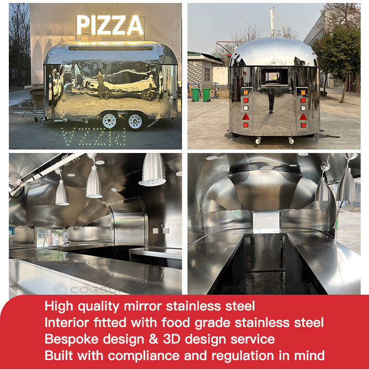 BBQ Ice cream Scooter Food Vending Truck Concession Street Fast Mobile Airstream Food Trailer For Sale