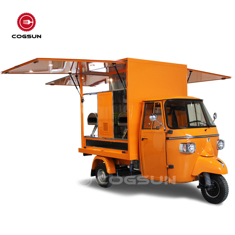 Beers Cart Truck Electric Food Tricycle Gelato Food Carts Ape Piaggio with Equipment Free Rooftop Mobile Restaurant Food Cart