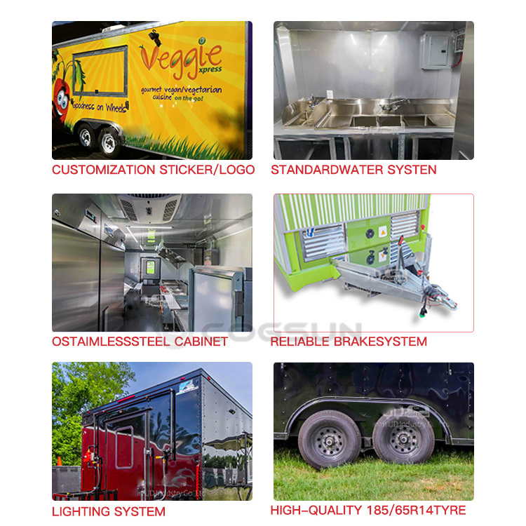 Hot Selling Food Track Mobile Kitchen Catering Trailer Bubble Tea Bar Coffee Truck Fast Food Trailer