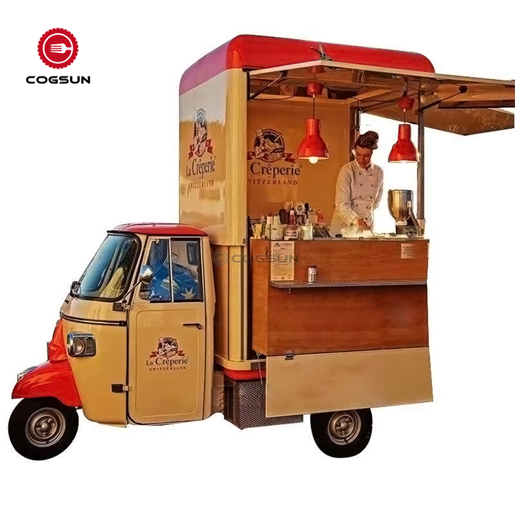 Electric Food Truck Fast Food Vending Cart Catering Cart Mobile Beer Bar Ice Cream Truck Tricycle Food Truck with Kitchen