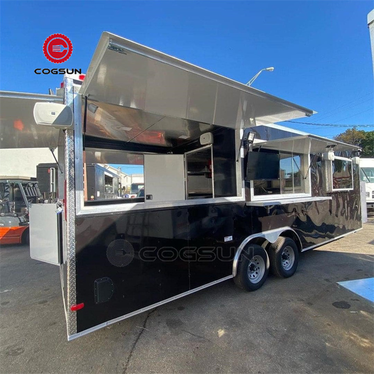 Mobile Camper Kitchen Pizza Trailer With Various Cooking Equipments Salad Refrigeration Churro Coffee Food Cart