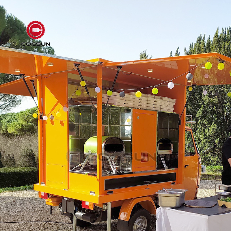 Beers Cart Truck Electric Food Tricycle Gelato Food Carts Ape Piaggio with Equipment Free Rooftop Mobile Restaurant Food Cart